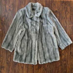Tissavel Gray Faux Fur Luxury Vintage Style Jacket Coat New Years  | Small